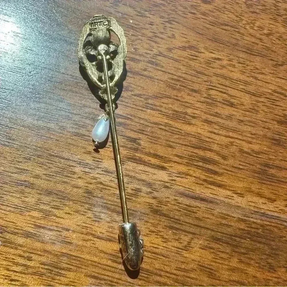 Vintage signed art stick Multicolored Floral Rhinestone